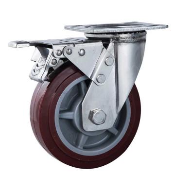 哈德威 6寸重型不锈钢聚氨酯刹车轮，35D03-150-PU 载重350Kg 售卖规格：1个