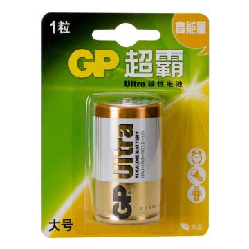 超霸 碱性电池1#，GP13AU-2IL1 1号(LR20)电池 适用收音机热水器燃气煤气灶等（1节/卡） 售卖规格：1卡
