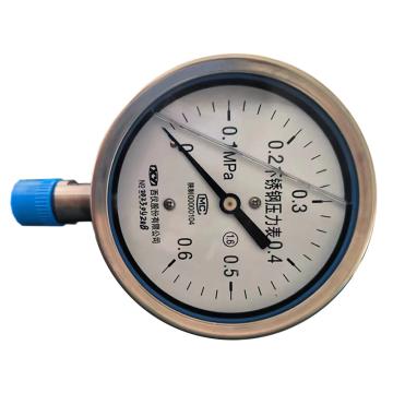 西仪 不锈钢耐震压力表，YTF-100-Z 0-0.1MPa M20*1.5 表壳304,接液316L,充硅油 售卖规格：1个