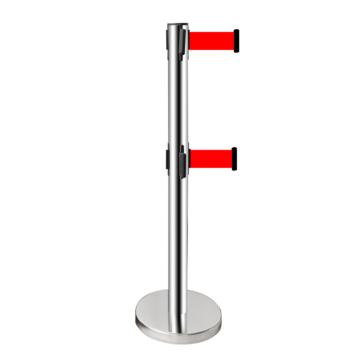 Raxwell 双层伸缩隔离带护栏活动围栏(不锈钢杆，红色2米线）高900×底盘320×直径63mm，6.3kg，RSRI0006 售卖规格：1个