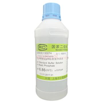 上海计量院 pH缓冲标准溶液，GBW(E)130074 ，标准值6.86，有效期6个月，500ml/瓶 售卖规格：1瓶