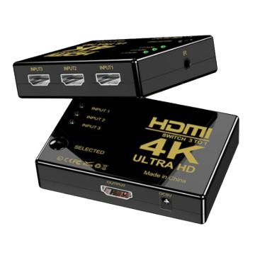 创乘/Checil HDMI线，CT042-3 4K高清HDMI切换器 三进一出 黑色 售卖规格：1台