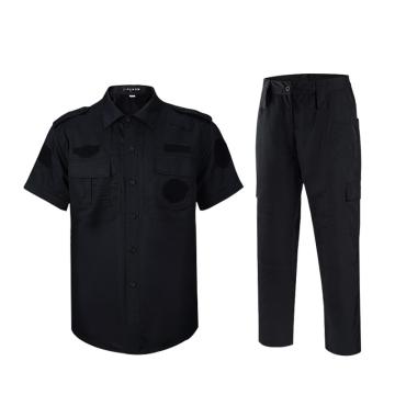 安赛瑞 夏季保安服套装，执勤短袖制服，黑色，160（适合90-100斤），300798