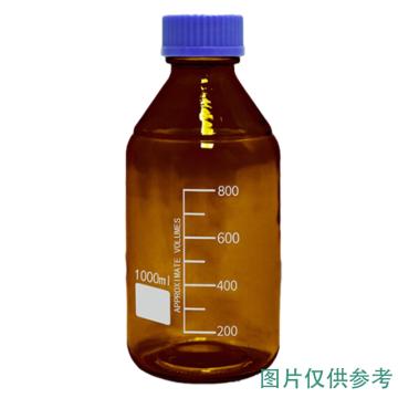 安赛瑞 蓝盖丝口试剂瓶（1个装）螺口，带刻度，大口瓶，棕色，1000ml，600645