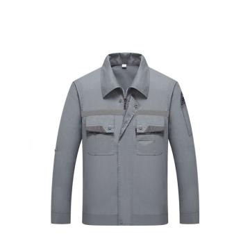 Raxwell 工作服套装，RW8213 夏季长袖单层防静电，35%棉65%涤，浅灰色，XL（同款10套起订） 售卖规格：1套