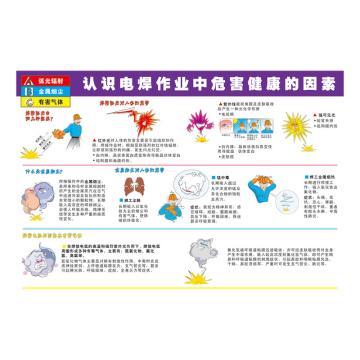 Raxwell 安全教育挂图-选认识电焊作业种危害健康的因素，750mm（长）*500mm（宽），3M不干胶，RSSJ0055 售卖规格：1个