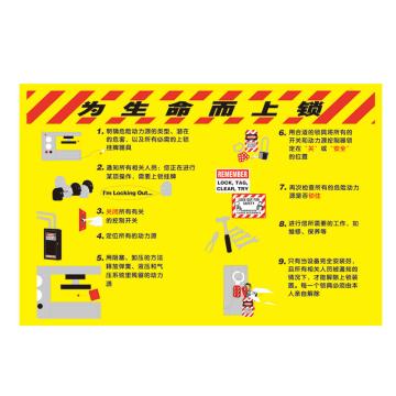 Raxwell 安全教育挂图-为生命而上锁，750mm（长）*500mm（宽），1.5mmABS塑料板，RSSJ0094 售卖规格：1个
