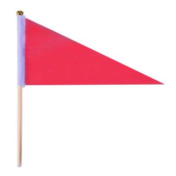 安赛瑞 三角手摇实心杆小彩旗，14x21cm手摇指挥裁判旗，玫红色，311121 售卖规格：100面/包