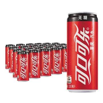 可口可乐/Coca-Cola 碳酸饮料，零度可乐，330ml*24罐 售卖规格：1箱