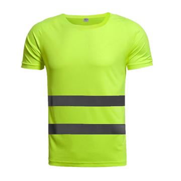 安赛瑞 反光T恤背心，反光马甲，施工安全衣服荧光短袖夜跑服速干衣，荧光绿，26005 售卖规格：1包