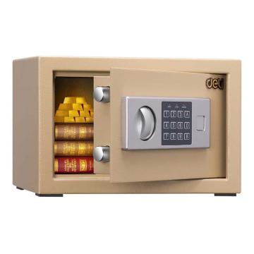得力 全钢结构电子密码保管箱，金色H200xW310xD200mm 16654