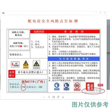 铠铂盾 配电房安全风险点告知牌，1200*800MM   PVC 售卖规格：1张