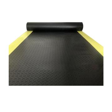 爱柯部落 维稳A型钢板纹PVC地垫，0.9m×1m×3mm黑色黄边 防滑防静电走道地垫地毯 售卖规格：1卷