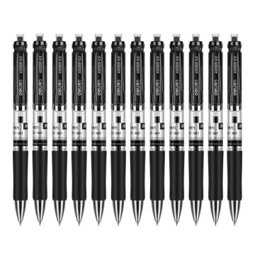 得力 按动中性笔/水笔，S01（黑） 0.5mm弹簧头（12支/盒） 售卖规格：1盒