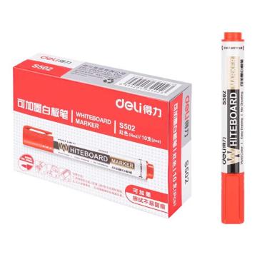 得力 可加墨白板笔，S502 红色 2.0mm（ 售卖规格：1支
