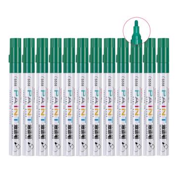 得力 油漆笔，S558绿盒装 工业补漆轮胎笔涂鸦笔 线幅2.0mm 售卖规格：12支/盒