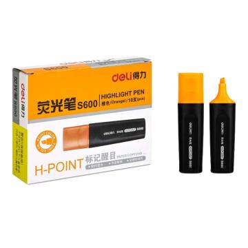 得力 彩色荧光笔/记号笔，S600橙盒装 售卖规格：10支/盒