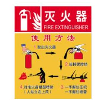安赛瑞 消防警示贴，PVC自粘消防标识贴纸，长23.5cmx宽28cm，灭火器使用方法，310917 售卖规格：1张