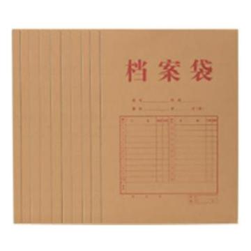 得力 牛皮纸档案袋，64100 200g-侧宽4cm黄色（10个/包） 售卖规格：1包