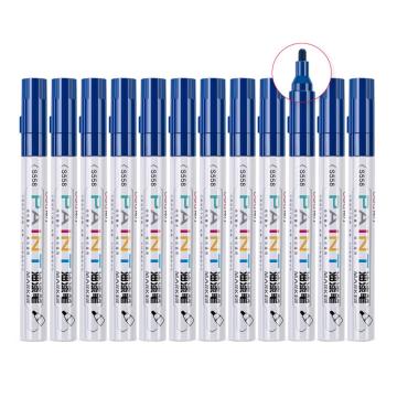 得力 油漆笔，S558蓝盒装 工业补漆轮胎笔涂鸦笔 线幅2.0mm 售卖规格：12支/盒