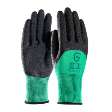 星工 浸胶皱纹手套，XGS-J2 乳胶挂胶半挂，防滑耐磨 ，12付 售卖规格：1包