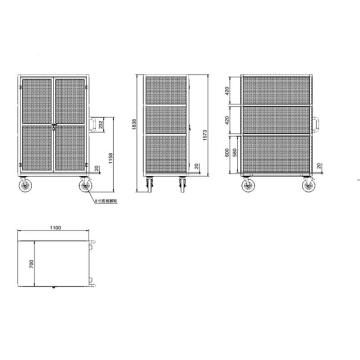 兆庭 不锈钢周转推车，1100*700*1845mm，三层板，双开门，脚轮20mm,带锁