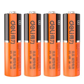 得力 碱性5号电池4粒热缩装，LH501 LH501(橙)(四粒热缩为一包) 售卖规格：1包