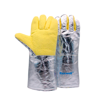 Raxwell 500℃耐高温手套(手背铝箔款)，RW2812 黄色，36cm，1副/袋 售卖规格：1副
