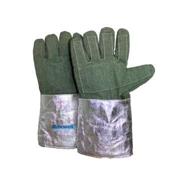 Raxwell 1000℃耐高温手套(手腕铝箔款)，RW2814 绿色，36cm，1副/袋 售卖规格：1副