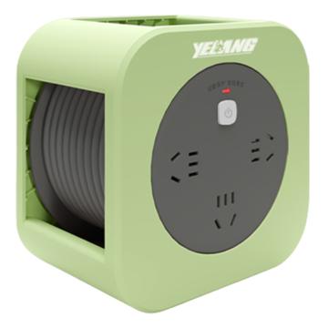 野狼 狼小方MINI电缆卷盘，YL801 意想绿 5米 RVV 3*1mm² 5米（3位10A五孔插座 过载保护 按钮开关），YL801 意想绿 售卖规格：1只