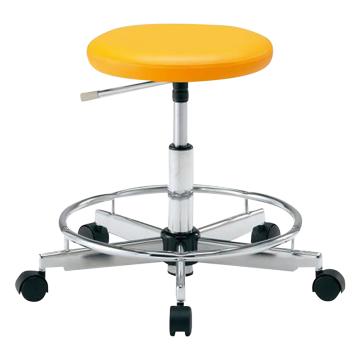 亚速旺/Asone 清洁多彩圆椅，2-672-04 有脚踏环，橙色 售卖规格：1个