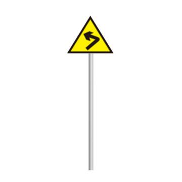 天意州 道路交通标识，带立柱，道路交通标志 向左急转弯标识牌，直径60cm 售卖规格：1套