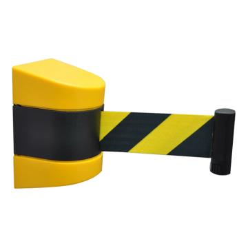 海斯迪克 HKW-160可伸缩黑黄警戒带，靠墙式伸缩头 电梯口商场收银台隔离带安全护栏，10米 售卖规格：1个