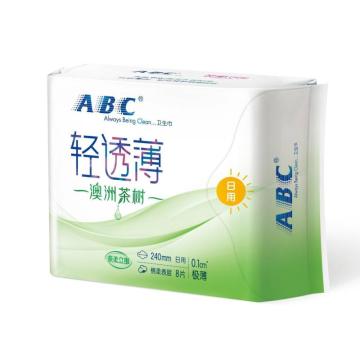 ABC 澳洲茶树精华轻透薄棉柔日组合卫生巾,5包40片，（240mm*8片，*5包）