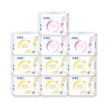 ABC KMS纤薄棉柔日夜组合10包80片，（日用56片+夜用24片，)卫生巾,套装