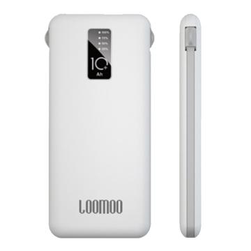 乐默（LOOMOO） 移动电源，10000毫安时自带线便携迷你移动电源LPB-058