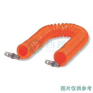 亚德客/AirTAC 螺旋气管，UCS100065GE090MA3 Φ10×Φ6.5，橙色，带快速接头（公+公） 售卖规格：9米/个