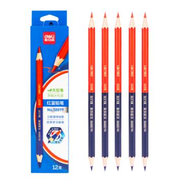 得力 红蓝双头特种铅笔，58899 12支装 售卖规格：1盒