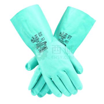 霍尼韦尔/Honeywell 丁腈防化手套，LA172G/8 NITRI GARD PLUS，厚0.43mm，长33cm，植绒衬里，绿色 售卖规格：1副