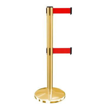 布朗森/BRONSON 双层隔离栏，5米红色隔离带，钛金面不锈钢隔离柱，立柱底座宽350*高900*壁厚约0.5mm，B002921 售卖规格：1个