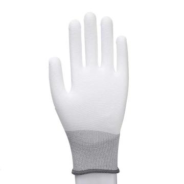 添盾 白色PU涂掌13针尼龙浸胶工作手套，TD-GL5016,L 1双/袋，灰边 售卖规格：1双