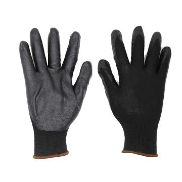 添盾 黑色PU涂掌13针尼龙浸胶工作手套，TD-GL5015，L 12双/包，黑边 售卖规格：1双