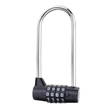 布朗森/BRONSON 锌合金黑色U型长梁密码锁，A8739 锁体宽54mm 锁钩净高90mm（3个装） 售卖规格：3个/包