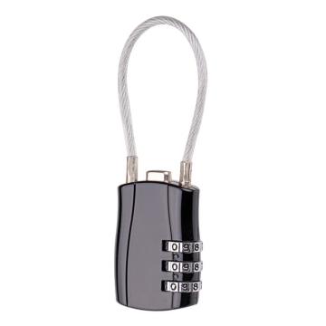 布朗森/BRONSON 黑色钢缆绳密码锁，A8767 锁体宽29mm 钢丝绳长度13cm（3个装） 售卖规格：3个/包