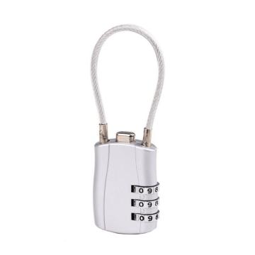 布朗森/BRONSON 银色钢缆绳密码锁，A8768 锁体宽29mm 钢丝绳长度13cm（3个装） 售卖规格：3个/包