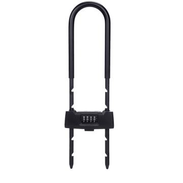 布朗森/BRONSON 黑色U型加长可调节玻璃门密码锁，A8772 总长度435mm 可伸缩175-350mm 售卖规格：1个