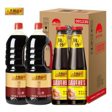 李锦记 酱油蚝油，锦珍生抽1.45kg*2+味蚝鲜480g*2 家庭常用调料组合装