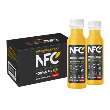 农夫山泉 NFC果汁饮料，橙汁，300ml*24瓶，整箱装
