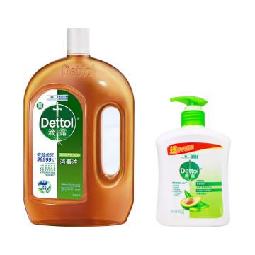 滴露/Dettol 消毒+洗手液套装，3110279 松木消毒液1.2L+健康抑菌洗手液（植物呵护）450g 售卖规格：1套