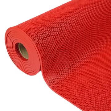 功成狮 S纹D型发泡PVC镂空疏水防滑S型垫，GJMW0009 5.5mm红色1.2*15m 售卖规格：1卷